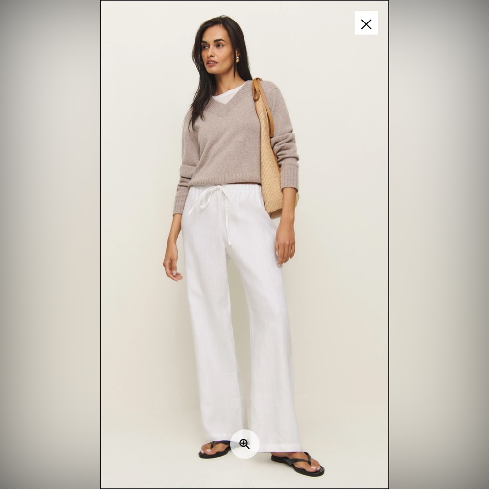 Reformation Olina Linen Pant Petite Medium White